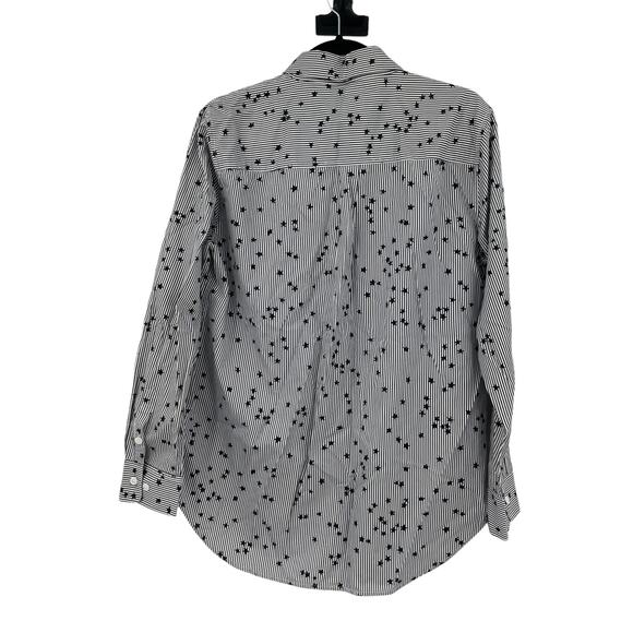 Equipment Shirt Womens Large Top Button Up Star Stripe Blue White Cotton - Picture 2 of 5